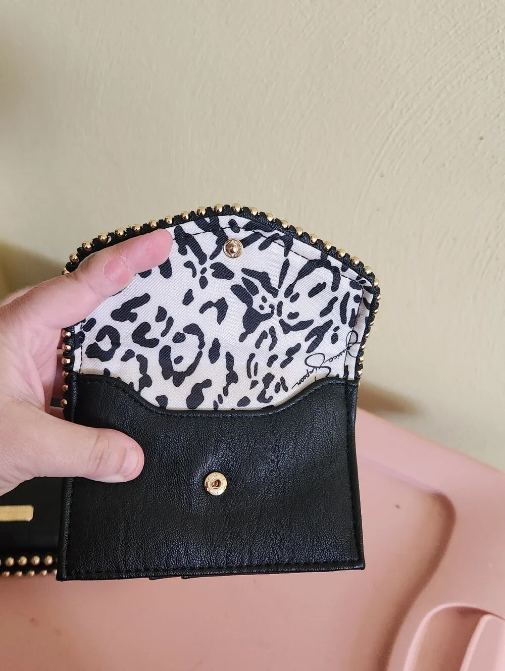 Black Stud-Trim Women's Clutch and Card Case - Designer Style